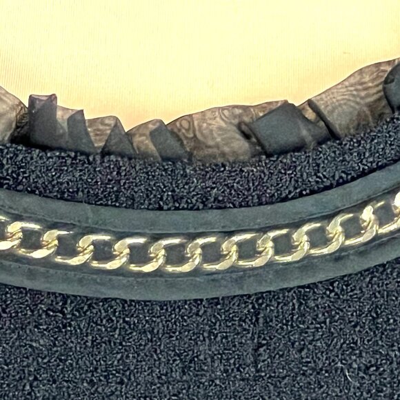 Kate Spade Evia Black Wool Bouclé Chain Ruffle Dress 2 Elegant Old Money Luxury - Picture 4 of 13